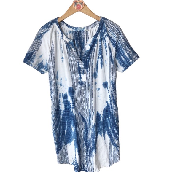 Dylan woven embroidered TieDye tunic dress with side pockets XS - Picture 1 of 8